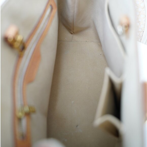 Louis Vuitton Neverfull Checkered Handbag, Navy/Ivory - Picture 9 of 13